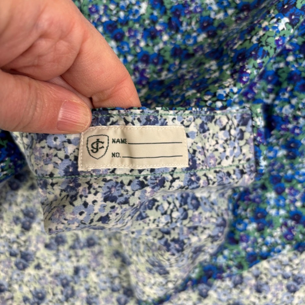 J.Crew Secret Wash Mens‎ XL Blue Green Floral Button Down Shirt Classic Fit - Picture 9 of 9